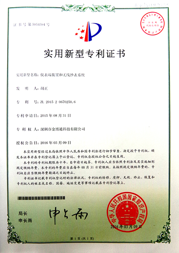 儀表端裝置和無(wú)線抄表系統(tǒng)實(shí)用新型專(zhuān)利